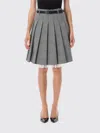 Self-portrait Prince Of Wales Pleated Midi Skirt In Gray