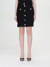 Self-portrait Knitted Miniskirt With Jewels Buttons In Black