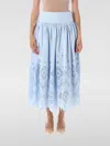 Self-portrait Cotton Broderie Midi Skirt In Blue