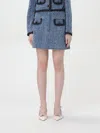 Self-portrait Light Blue Mini Skirt With Patch Pockets In 牛仔布