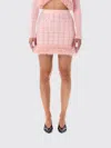 Self-portrait Pink Knit Mini Skirt With Faux Fur Hem In Pink