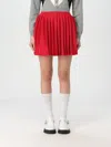 Self-portrait Pleated Knitted Mini Skirt In Rot