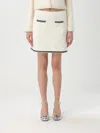 Self-portrait Self Portrait Women Ivory Bow Jacquard Knit Mini Skirt In Yellow Cream