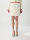 Self-portrait Cream Boucle Pearl Trim Mini Skirt In Yellow Cream