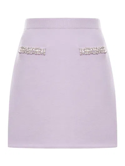 Self-portrait Skirt With Crystal Finishes