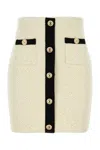 Self-portrait Sequin-embellished Knitted Mini Skirt In Neutral