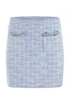 Self-portrait Self Portrait Women Light Blue Sequin Check Tweed Mini Skirt In Blue