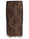 Self-portrait Lace Overlay Sheer Midi Skirt With Slit