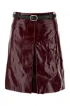 Self-portrait Belted Patent Leather Miniskirt In Brown