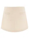 Self-portrait Beige Textured Skirt With Pearl Embellishments