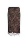 Self-portrait Lace Overlay Sheer Midi Skirt With Slit In Black