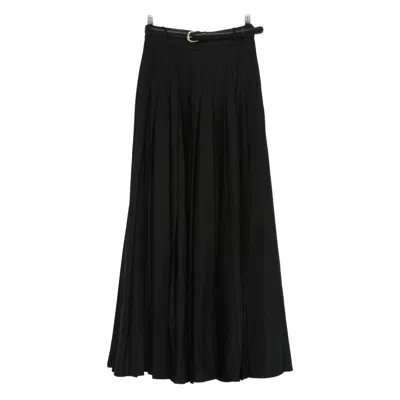 Self-portrait Pleated Belted Skirt In Black