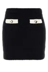 Self-portrait Ribbed Texture High-waisted Mini Length Skirt In Black