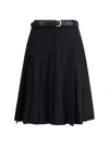 Self-portrait Black Pleated Twill Midi Skirt Skirts Black In Black