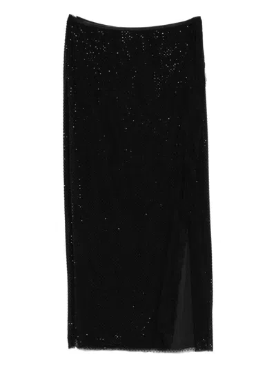 Self-portrait Crystal-embellished Skirt In Black