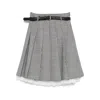 Self-portrait Prince Of Wales Check Pleated Midi Skirt In Gray