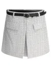 Self-portrait Light Blue Lurex Bouclé Mini Skirt In Blue