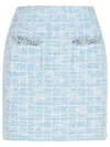 Self-portrait Self Portrait Women Light Blue Sequin Check Tweed Mini Skirt In Blue