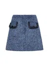 Self-portrait Light Blue Mini Skirt With Patch Pockets In Blue
