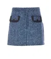 Self-portrait Light Blue Mini Skirt With Patch Pockets In Blue