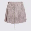 Self-portrait Textured Flared Skirt With Decorative Waist Trim In Pink