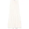 Self-portrait Womens Flared Ribbed Knitted Midi Skirt Cream In Multicolor