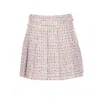 Self-portrait Textured Flared Skirt With Decorative Waist Trim In Pink