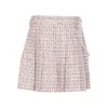 Self-portrait Textured Flared Skirt With Decorative Waist Trim In Pink