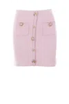 Self-portrait Knitted Miniskirt With Jewels Buttons In Pink