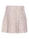 Self-portrait Textured Flared Skirt With Decorative Waist Trim In Pink