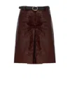 Self-portrait Belted Patent Leather Miniskirt In Burgundy