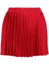 Self-portrait Pleated Knitted Mini Skirt In Red