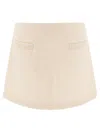 Self-portrait Beige Textured Skirt With Pearl Embellishments In Sand