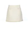 Self-portrait Bouclé Pearl Trim Mini Skirt In White