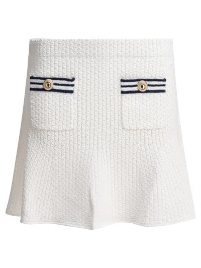 Self-portrait Knit Mariner Mini Skirt In White