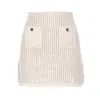 Self-portrait Sequined Crocheted Cotton And Cashmere-blend Mini Skirt In Neutral