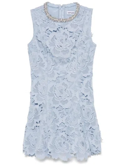 SELF-PORTRAIT SKY BLUE LACE MINI DRESS
