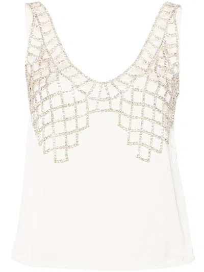 SELF-PORTRAIT SELF PORTRAIT SLEEVELESS BLOUSE EMBELLISHED WITH RHINESTONES