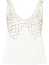Self-portrait Rhinestone-embellished Sleeveless Blouse In Nude & Neutrals
