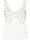 Self-portrait Rhinestone-embellished Sleeveless Blouse In Nude & Neutrals
