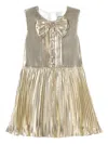 Self-portrait Sleeveless Bow-pleated Dress In Gold