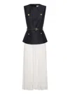 Self-portrait Womens Pleated Sleeveless Woven Midi Dress Blue In Black