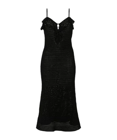 Self-portrait Self Portrait Womens Black Sleeveless Cut-out Knitted Mini Dress