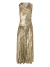 Self-portrait Sleeveless Fil-coupe Maxi Dress In Gold