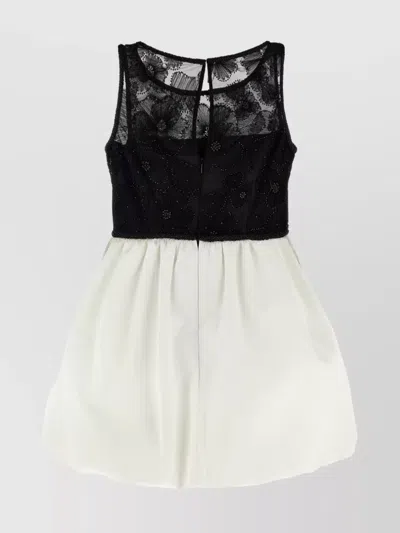 SELF-PORTRAIT SLEEVELESS LACE BODICE MINI DRESS