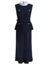 Self-portrait Sleeveless Midi Dress In Blue