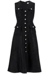 Self-portrait Tinsel Boucle Buttoned Midi Dress In Black In Black