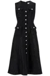 Self-portrait Tinsel Boucle Buttoned Midi Dress In Black In Black