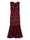 Self-portrait Burgundy Guipure Lace Midi Dresses Bordeaux In Red