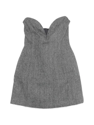 Self-portrait Self Portrait Elegant Strapless Mini Dress With Fitted Silhouette In Gray